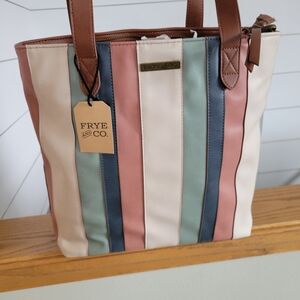 FRYE AND CO. Striped Tote in Cream, Pink, Blue, and Brown